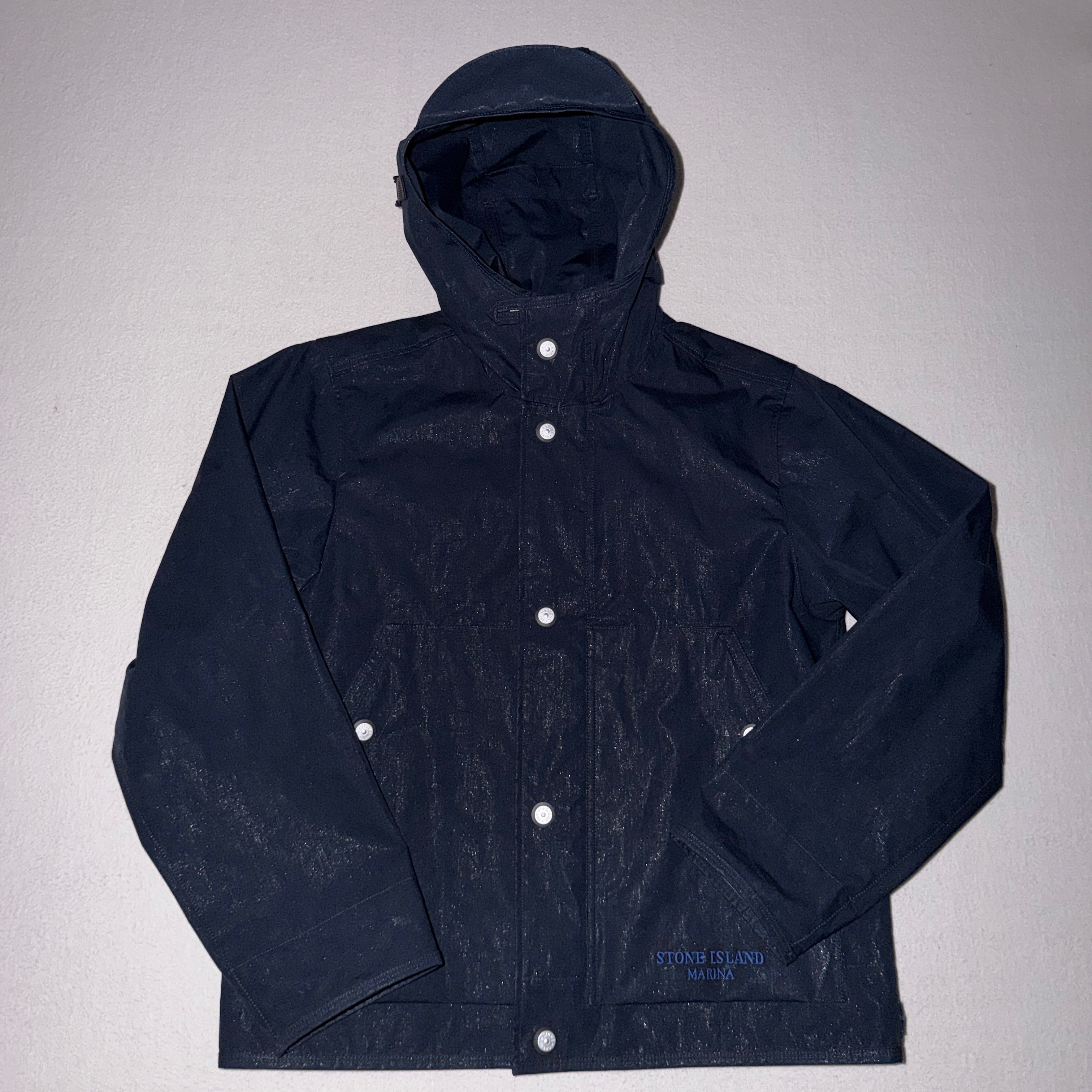 Stone Island Marina  Navy Aluminum Tela Jacket - Small