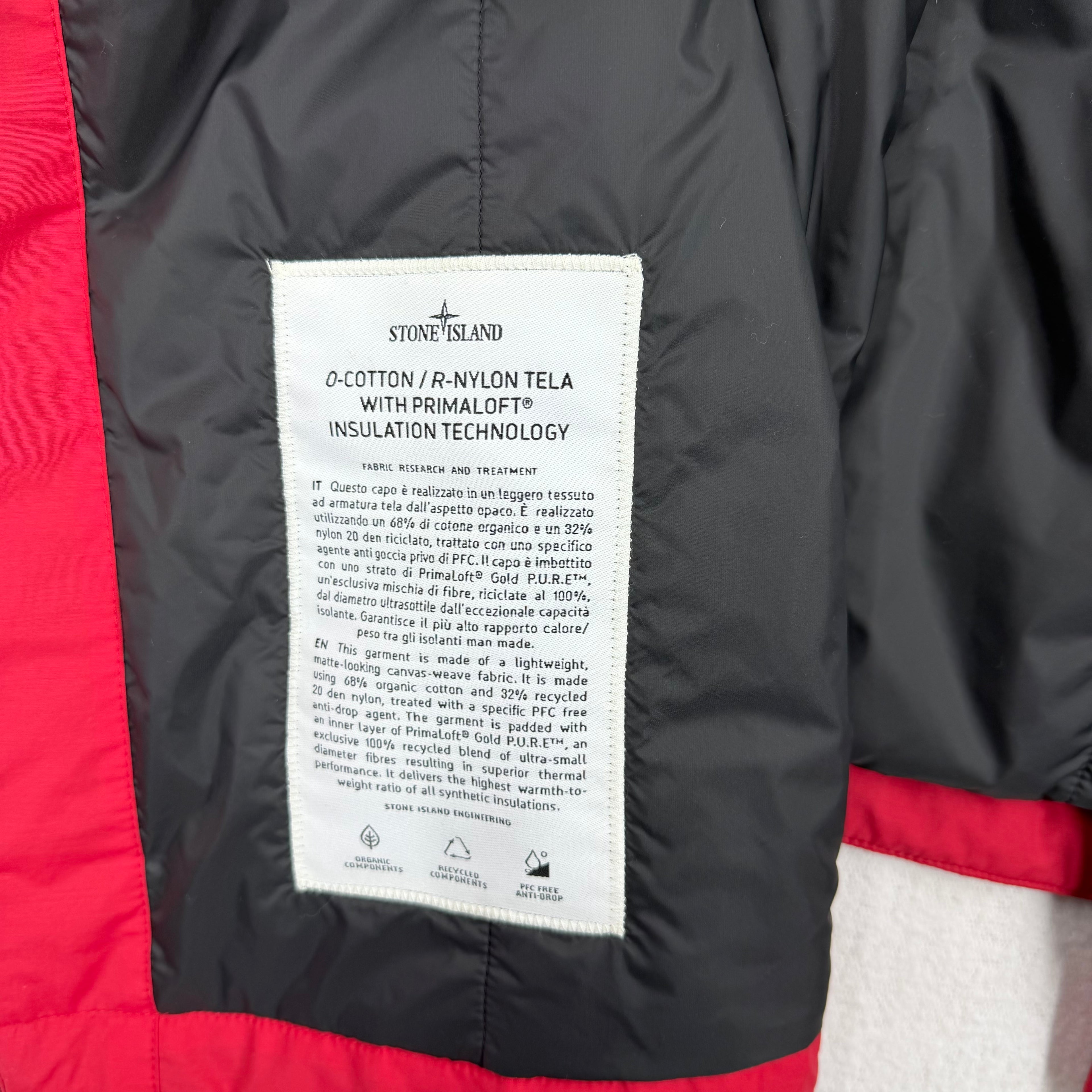 Stone Island Red R-Nylon Tela with Primaloft Stellina Jacket - Medium
