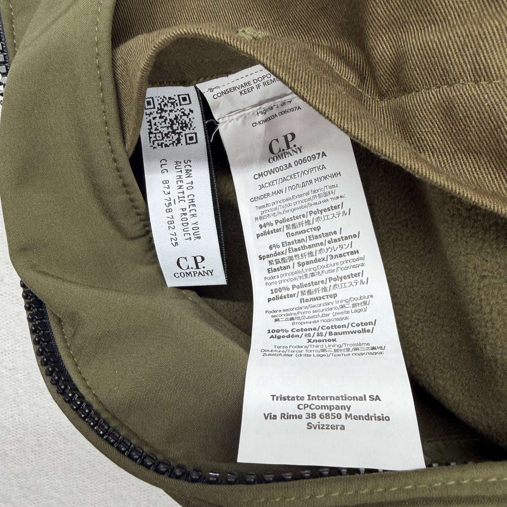 C.P. Company Shell-R Hooded Short Jacket Ivy Green Size S (46) - label view