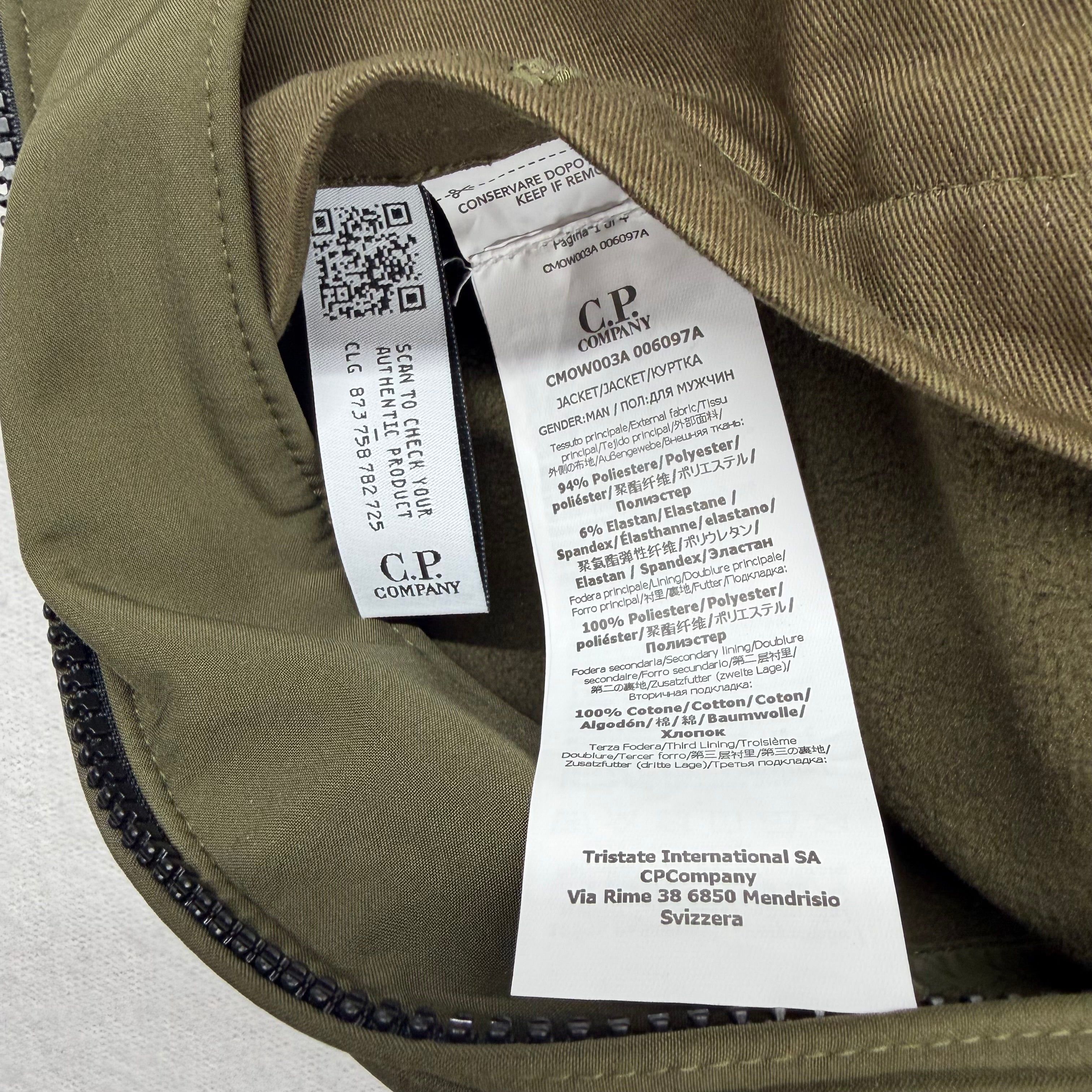 C.P. Company Shell-R Hooded Short Jacket Ivy Green Size S (46) - label view