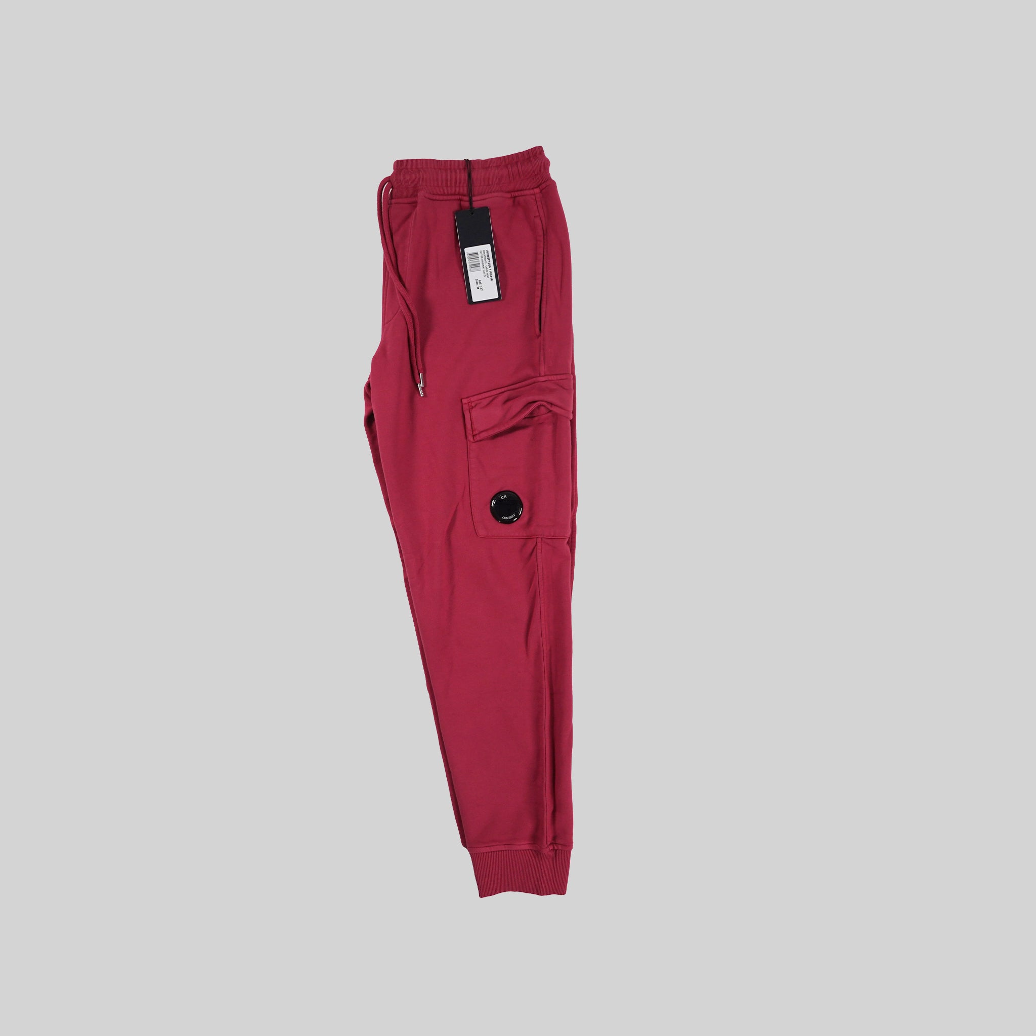 C.P. Company Burgundy Diagonal Fleece Jogger With Lens