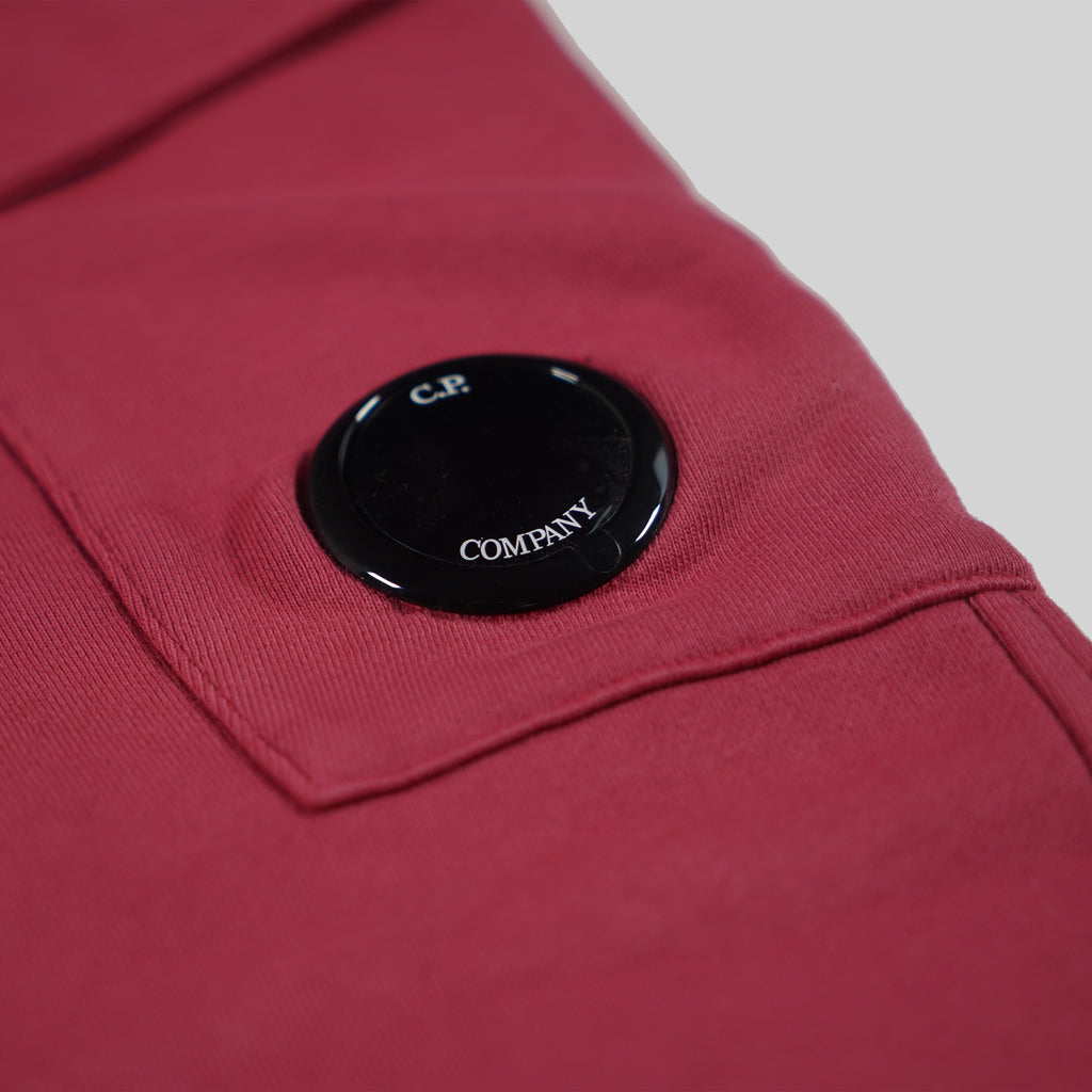 C.P. Company Burgundy Diagonal Fleece Jogger With Lens