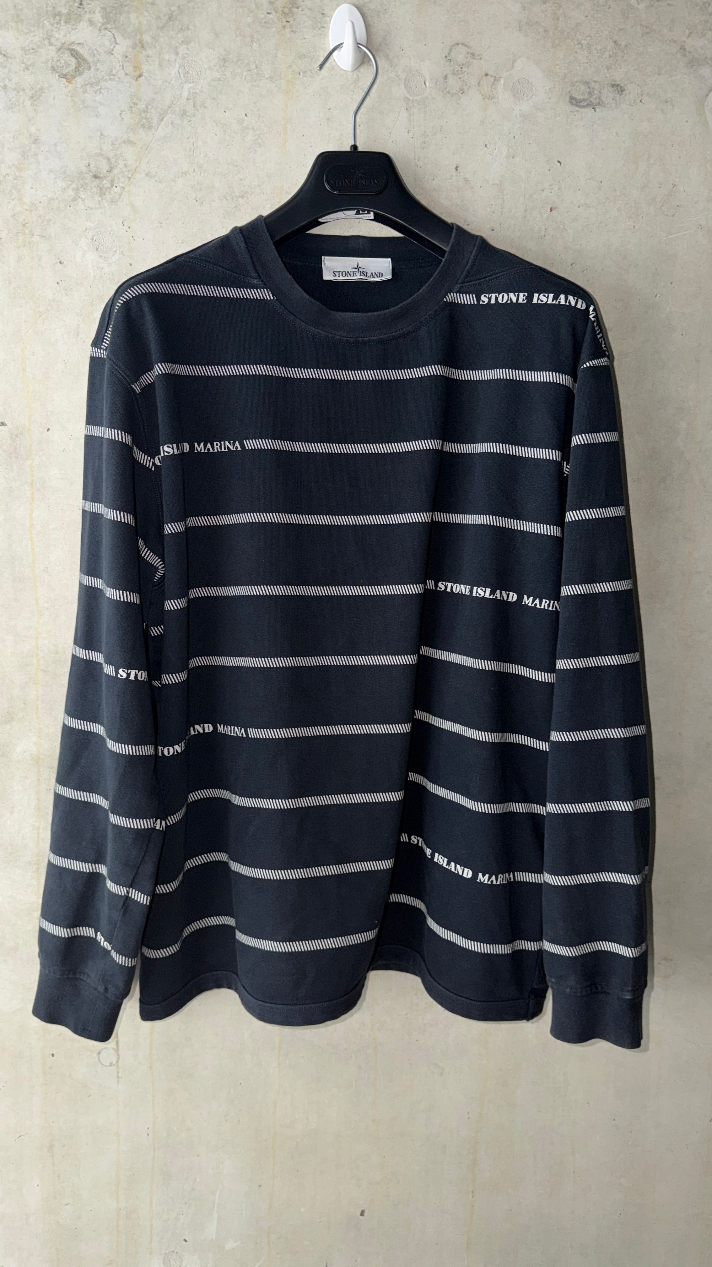 Stone Island Marina Striped Sweatshirt Dark Navy Large — Gorilla Island
