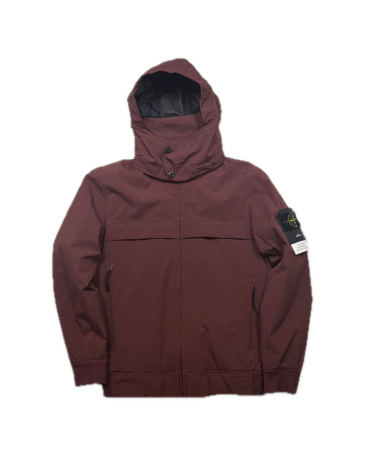 Stone Island AW19 Soft Shell-R PrimaLoft jacket in burgundy with stowaway balaclava hood