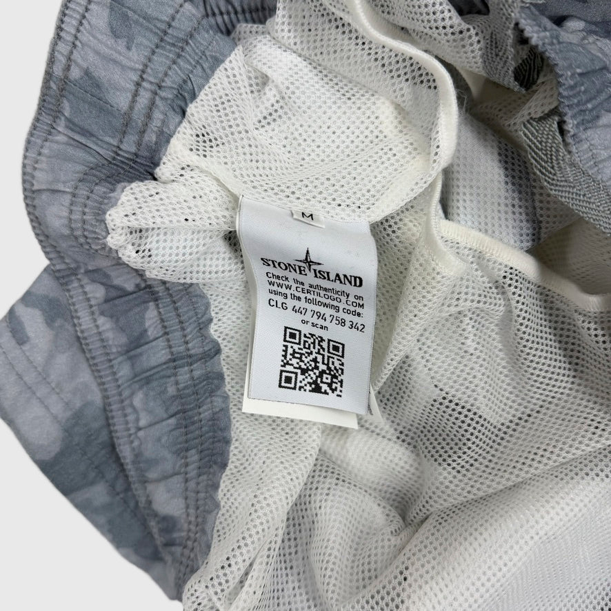 Stone Island Camo Swim Shorts Grey Camo Size Medium - label view