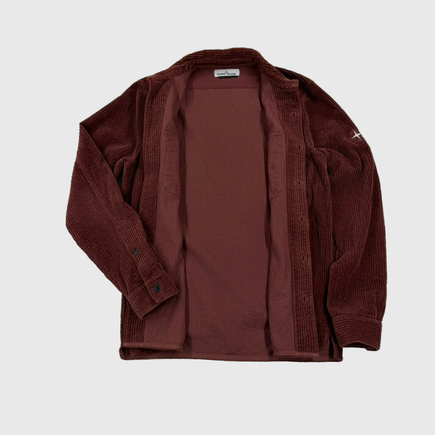 Stone Island Corduroy Overshirt Burgundy Size Small - back view