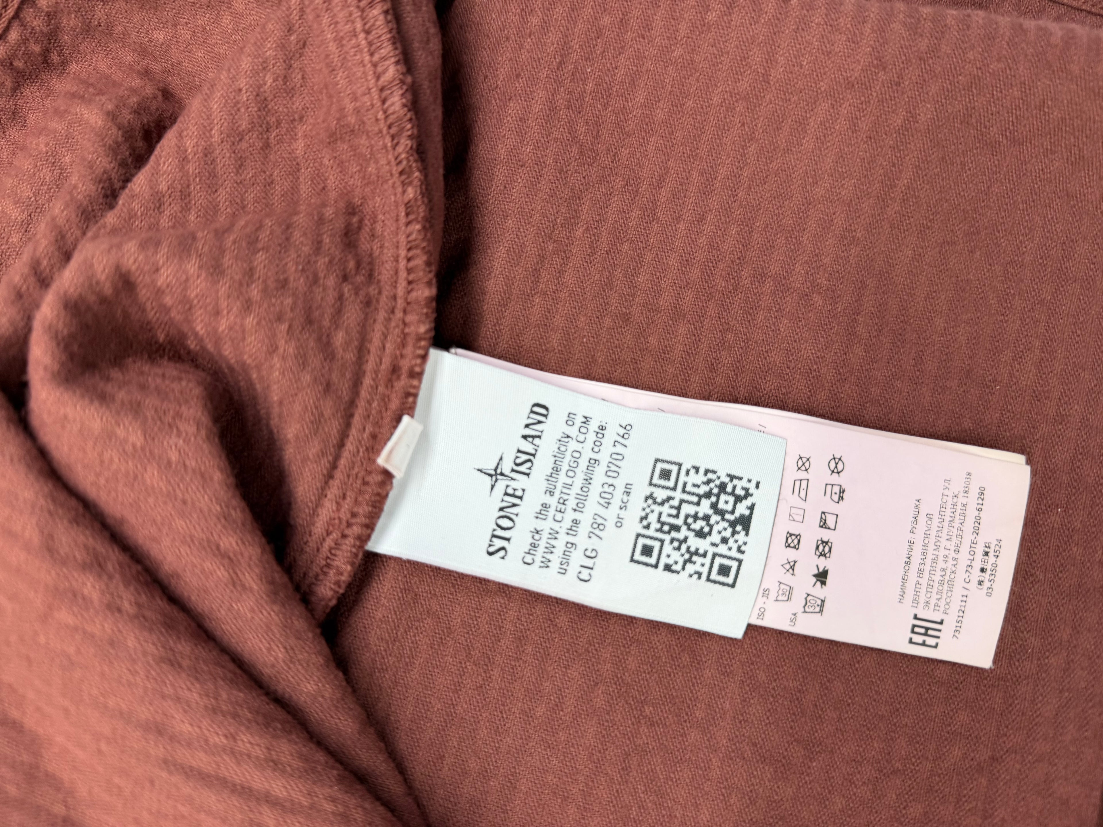 Stone Island Corduroy Overshirt Burgundy Size Small - detail view