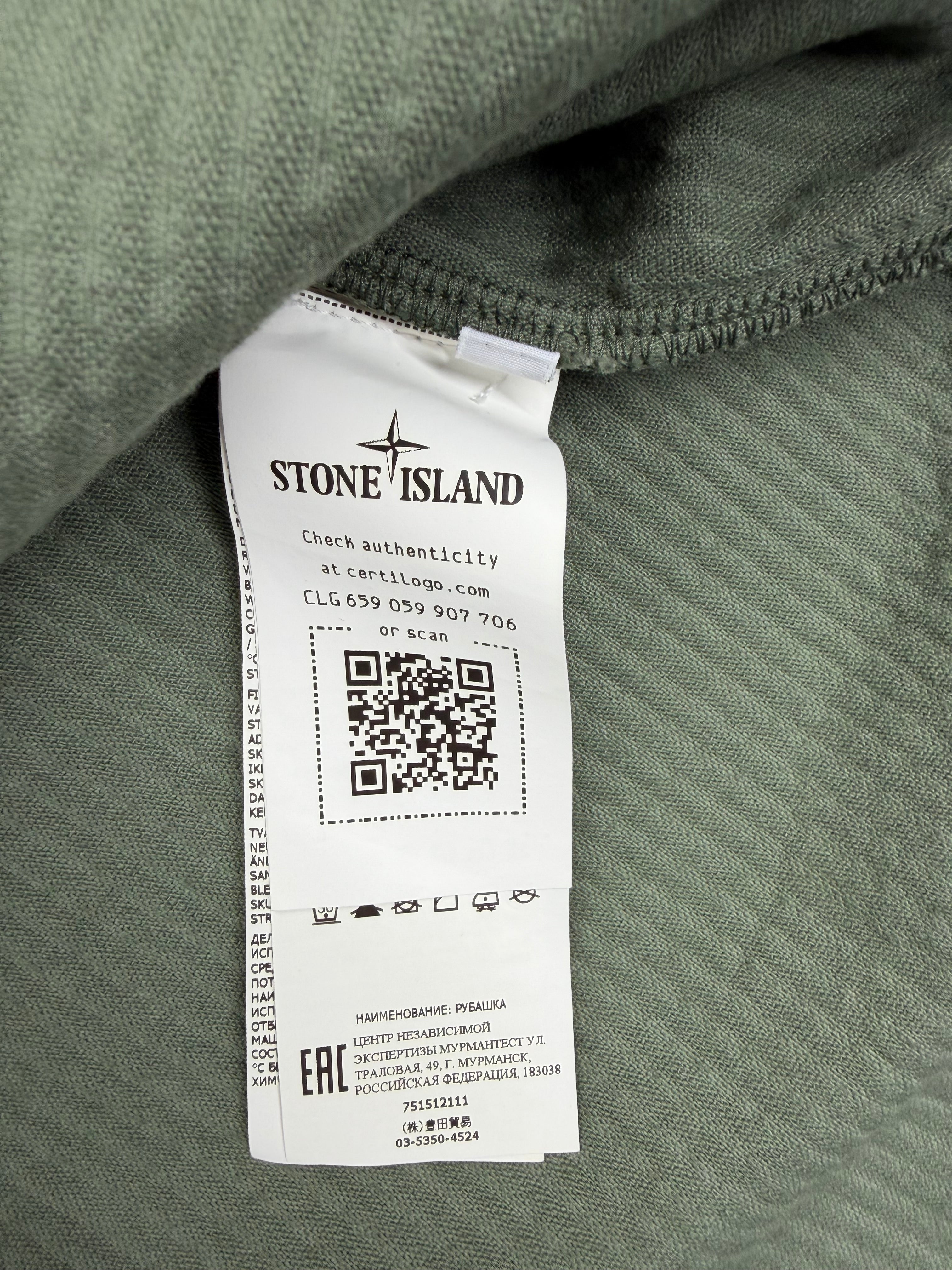 Stone Island Corduroy Overshirt Olive Green Size Medium - detail view