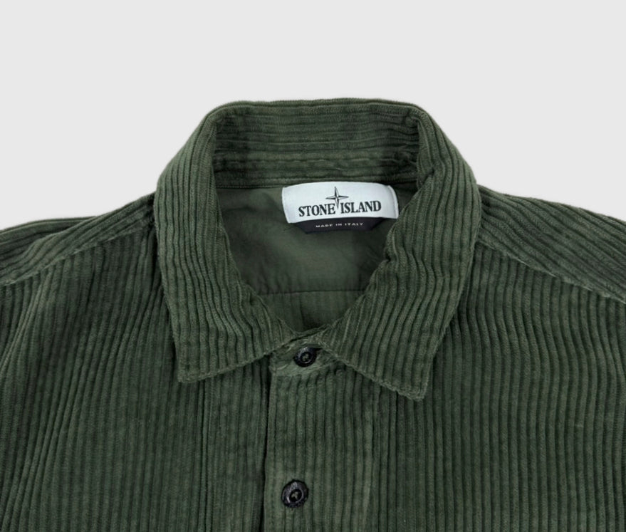 Stone Island Corduroy Overshirt Olive Green Size Medium - extra-1 view