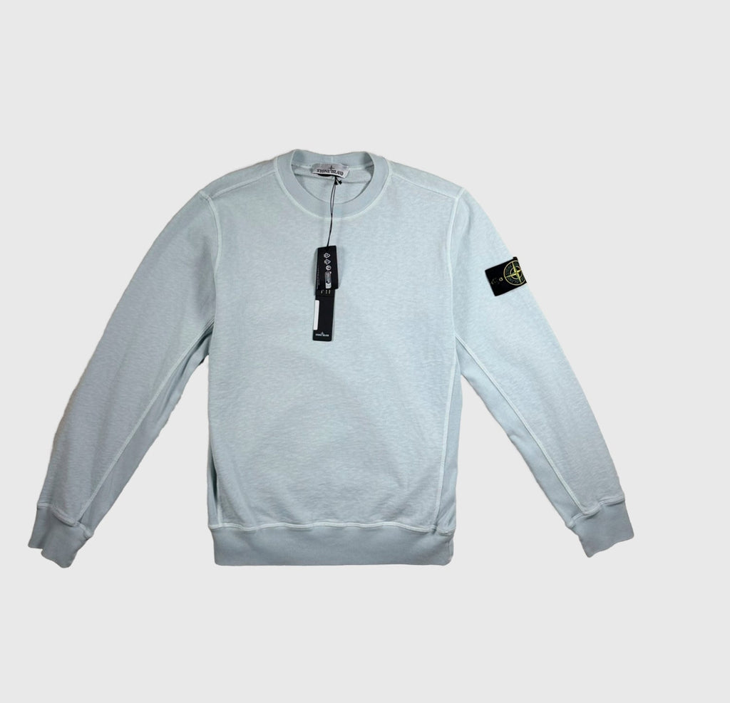 Stone Island Crewneck Sweater SS25 Sky Blue/Ice Size Small - front view