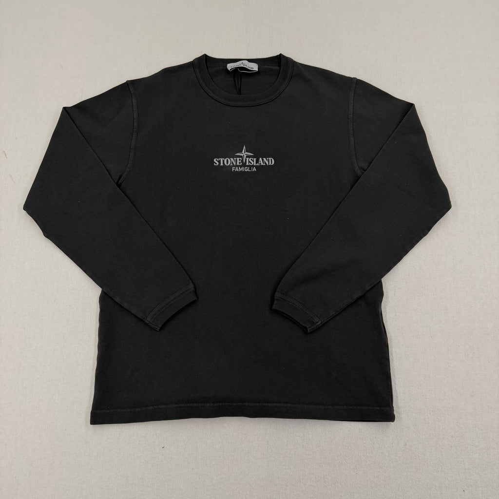 Stone Island Famiglia Logo Long Sleeve Tee Black - front view