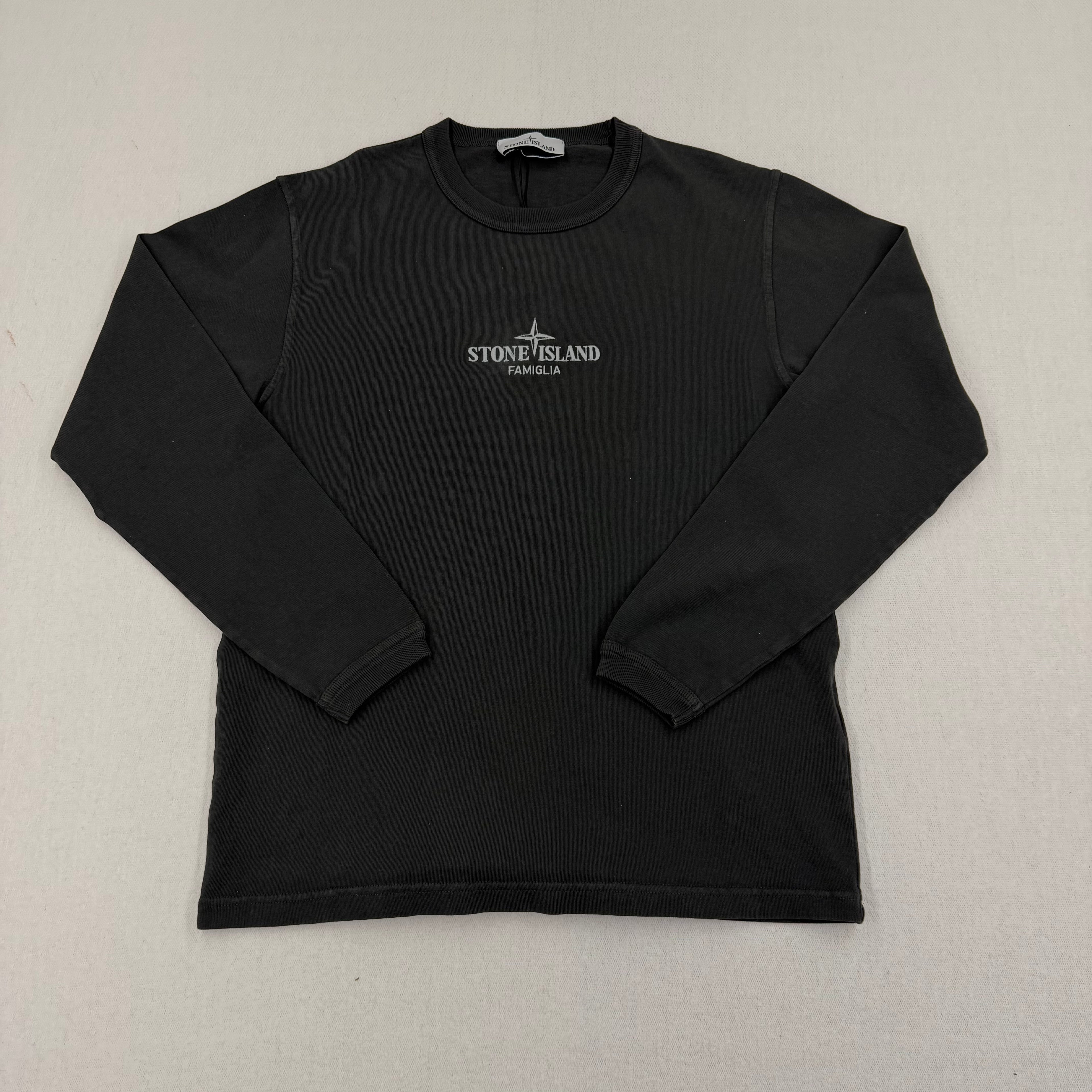 Stone Island Famiglia Logo Long Sleeve Tee Black - front view