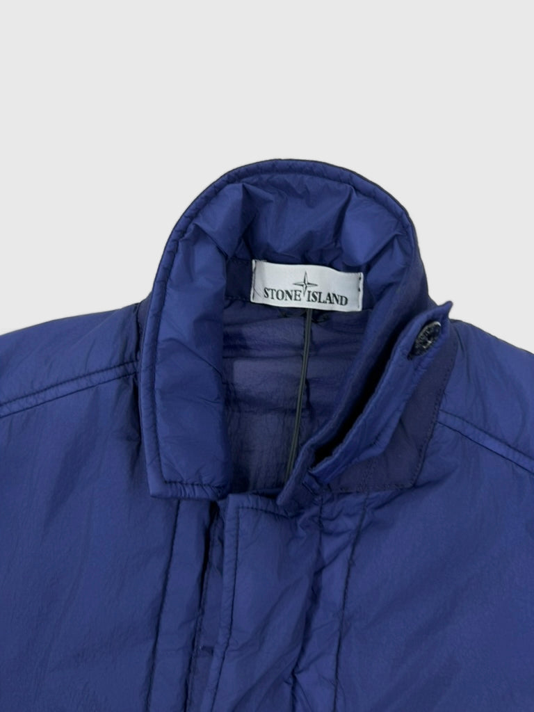 Stone Island Garment Dyed Crinkle Reps NY Parka Navy Blue Size Small - label view