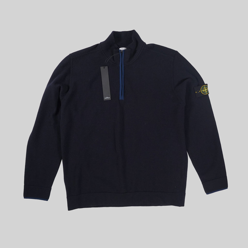 Stone Island Navy Quarter Zip Knit
