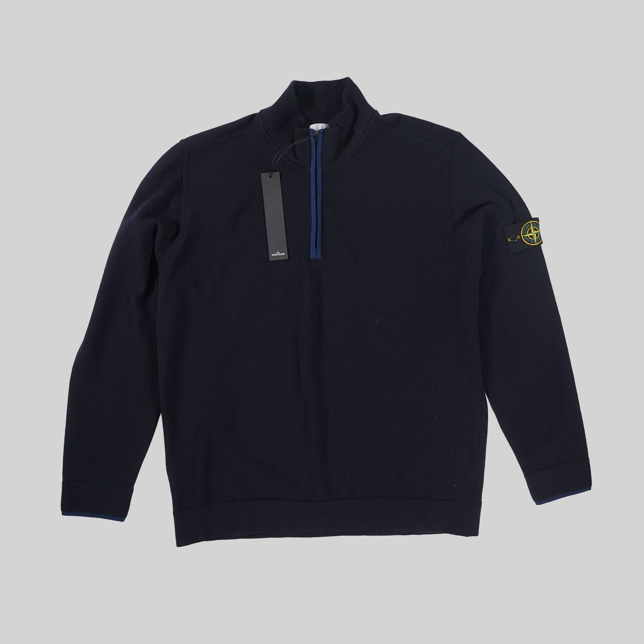 Stone Island Navy Quarter Zip Knit