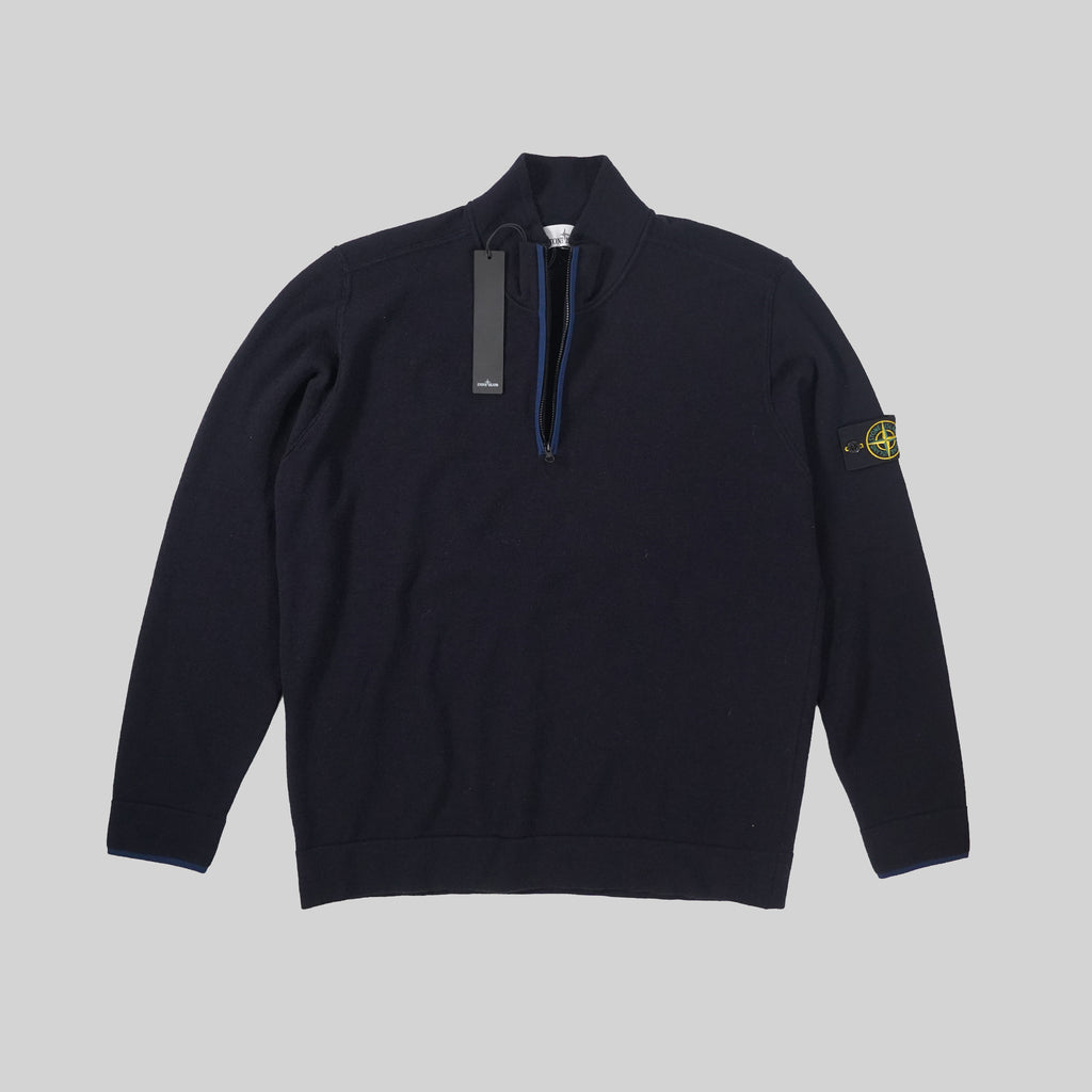 Stone Island Navy Quarter Zip Knit