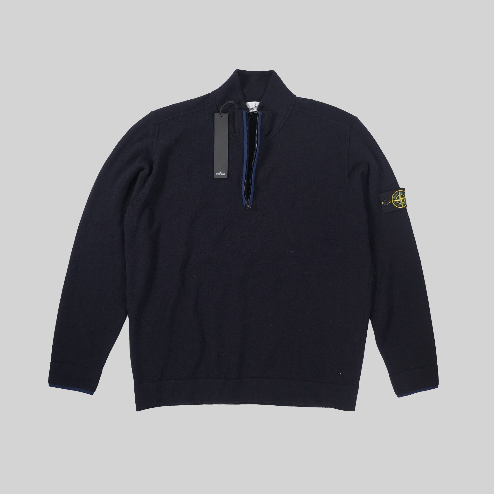 Stone Island Navy Quarter Zip Knit