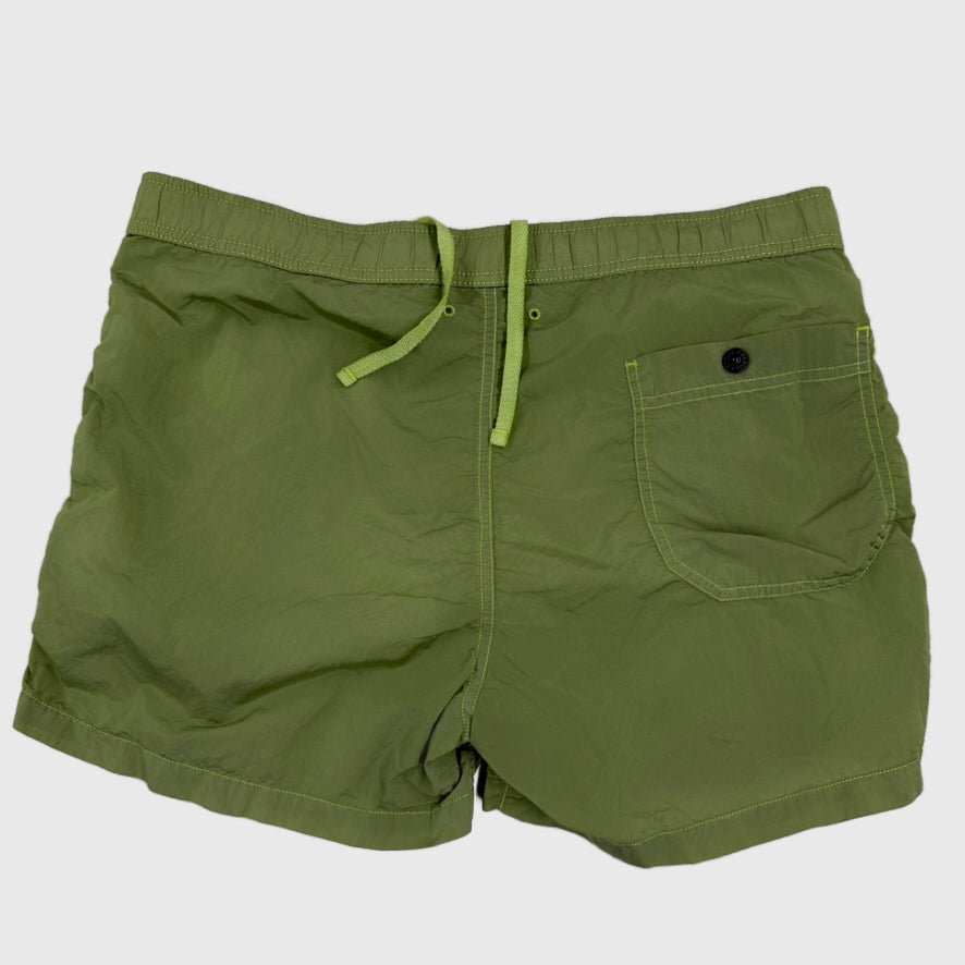 Stone Island Nylon Metal Swim Shorts Olive Green Size Medium - detail view