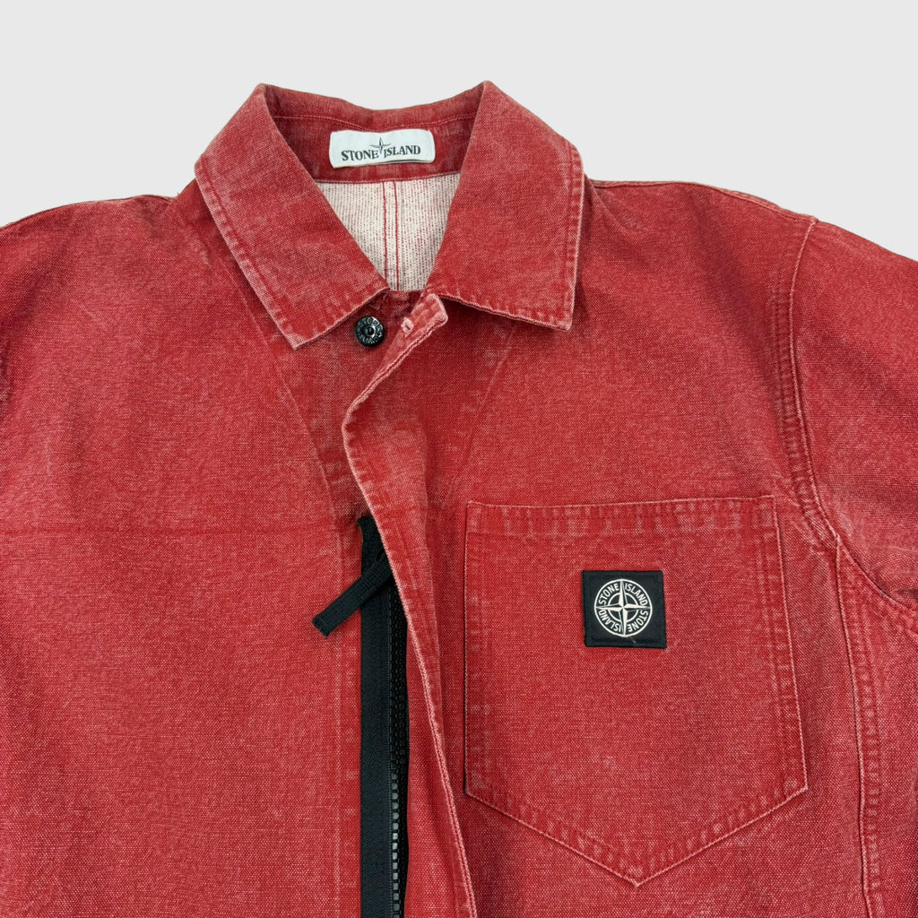 Stone Island Panama Placcato Jacket Burgundy Size Large - extra-2 view