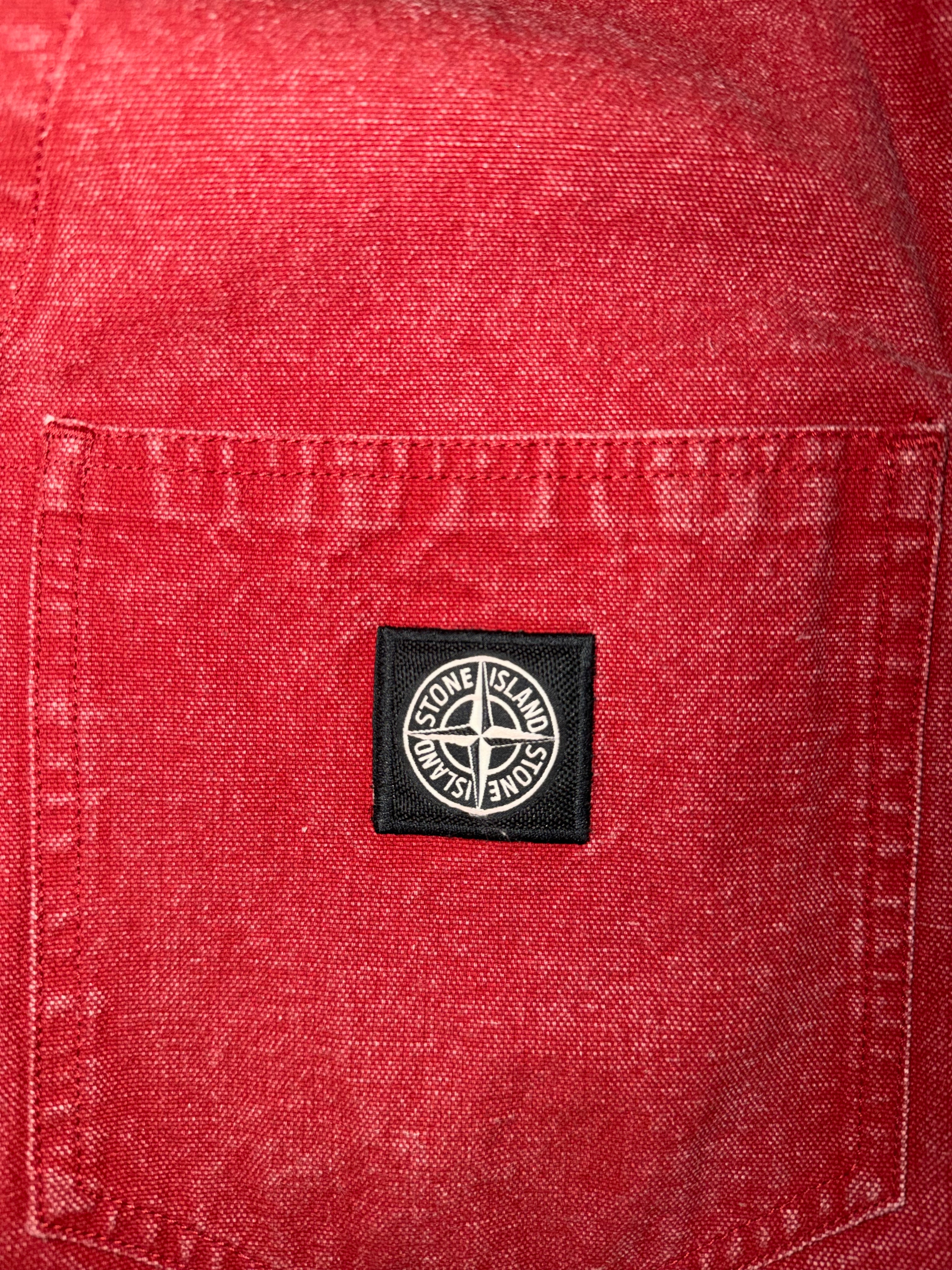 Stone Island Panama Placcato Jacket Burgundy Size Large - label view