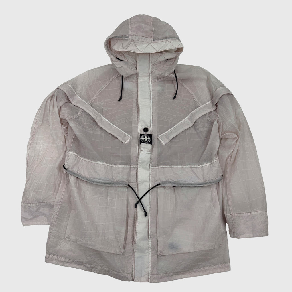 Stone Island Reflective Grid on Lamy-TC Parka Antique Rose Size XL - back view