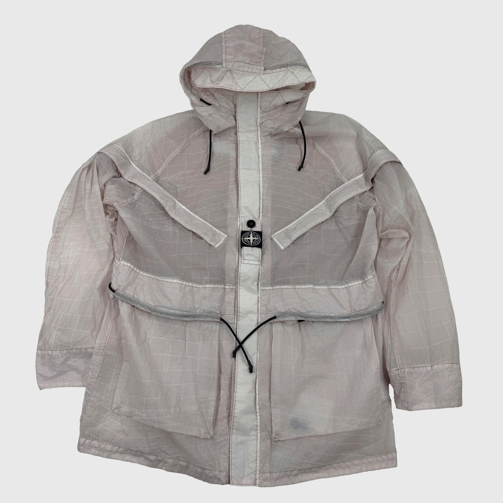 Stone Island Reflective Grid on Lamy-TC Parka Antique Rose Size XL - back view