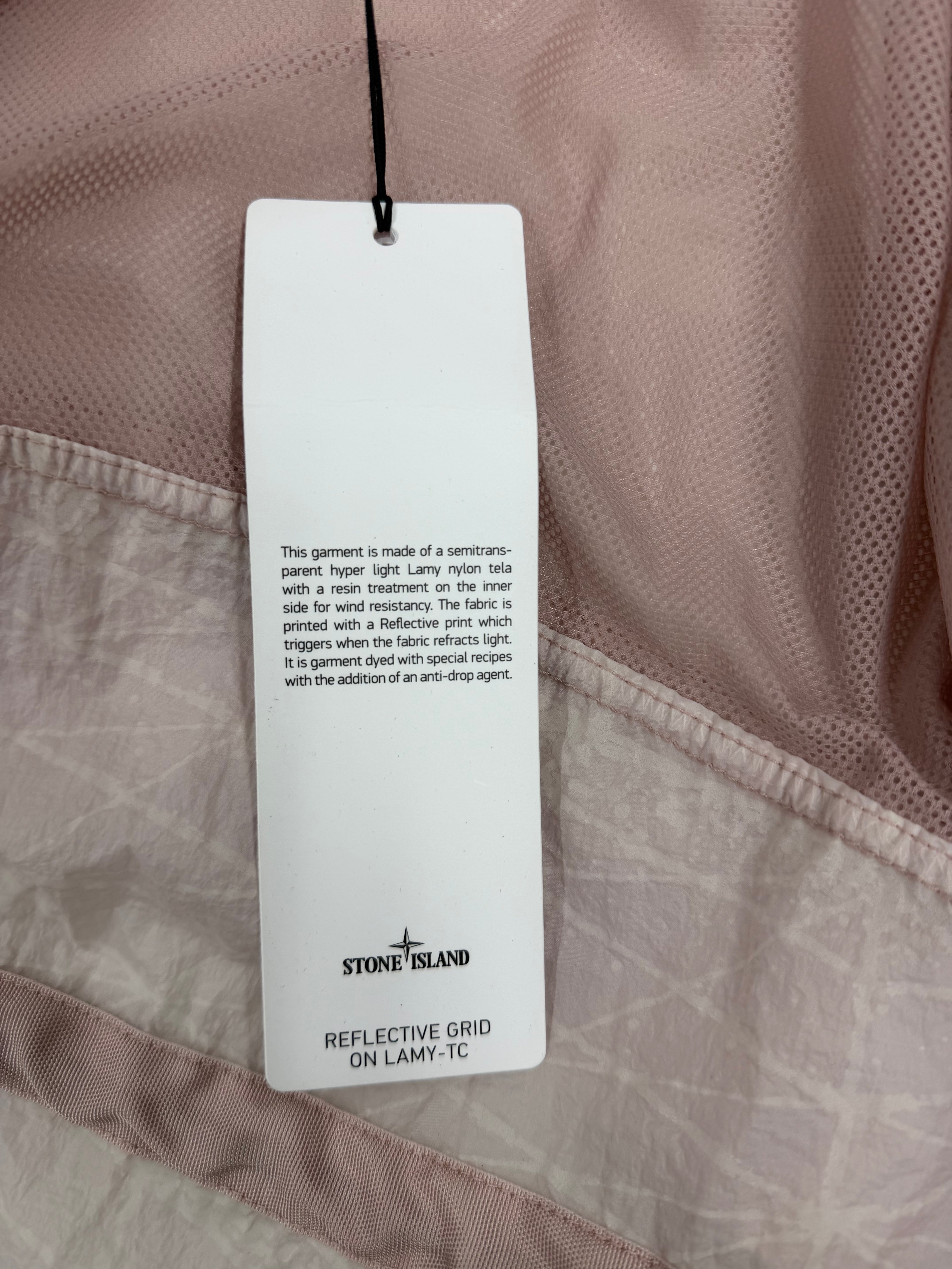 Stone Island Reflective Grid on Lamy-TC Parka Antique Rose Size XL - badge view