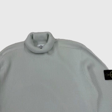 Stone Island Ribbed Wool Turtleneck Sage Green Size XXL - detail view