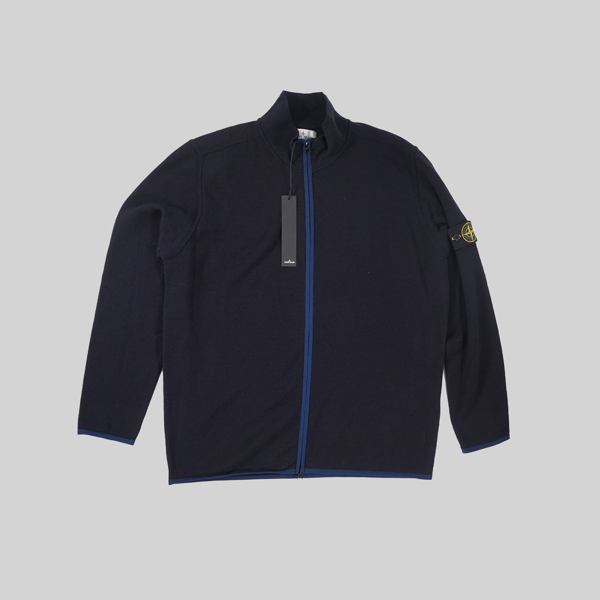 Stone Island Navy Nylon Fleece Full Zip Up Knit
