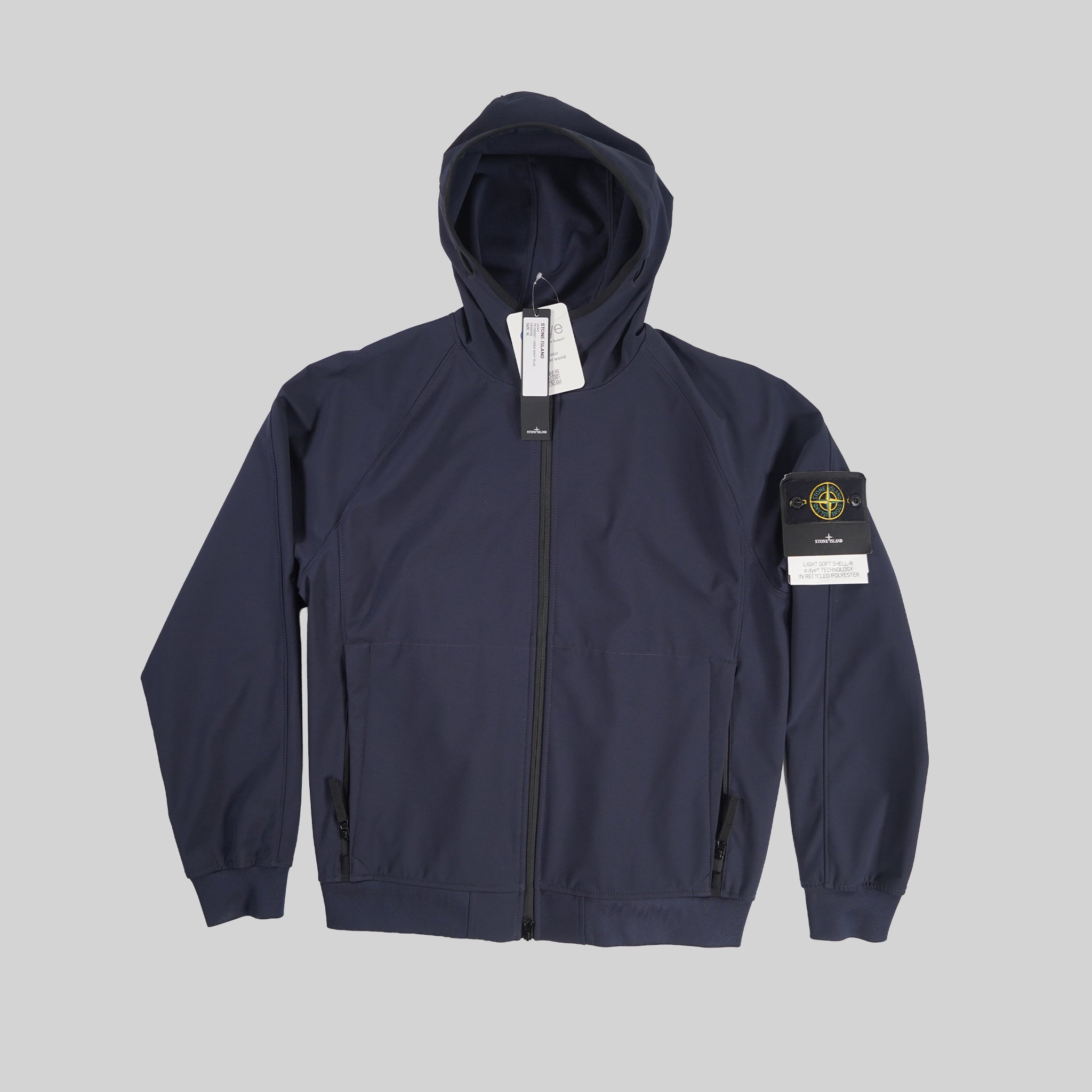 Stone Island Navy Light Soft Shell-R_E.Dye ®Technology In Recycled Polyester Jacket