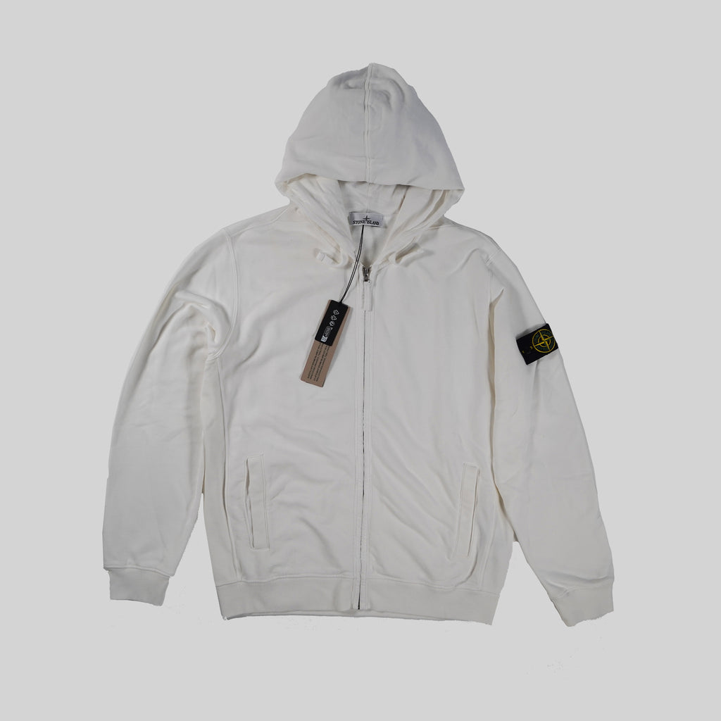 Stone Island White Zip-Up Hoodie